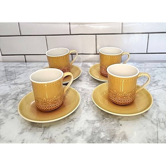 Syracuse Other - SYRACUSE CAREFREE CHINA CALYPSO CUPS & Saucers (4) Coffee Tea Caribbean USA Made